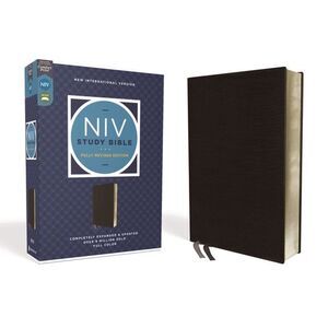 NIV Study Bible, Fully Revised Edition, Bonded Leather, Black, Red Letter, Comfo